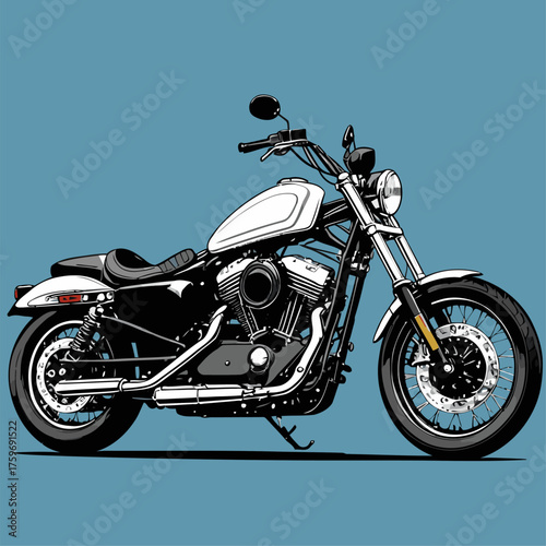 comic book style cruiser motorcycle vector image