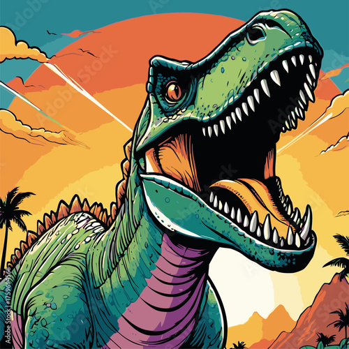 comic book style dinosaur vector image