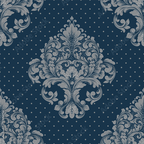 Damask modern seamless pattern element. Vintage classical old fashioned damask ornament, seamless texture for wallpapers, textile.