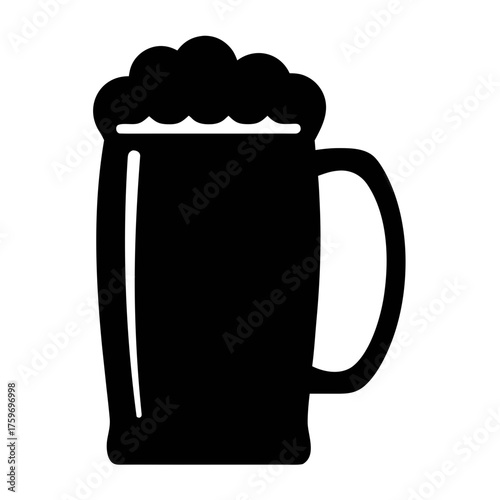 Vector graphic of a beer mug with foam for oktoberfest celebration and pub menu design element