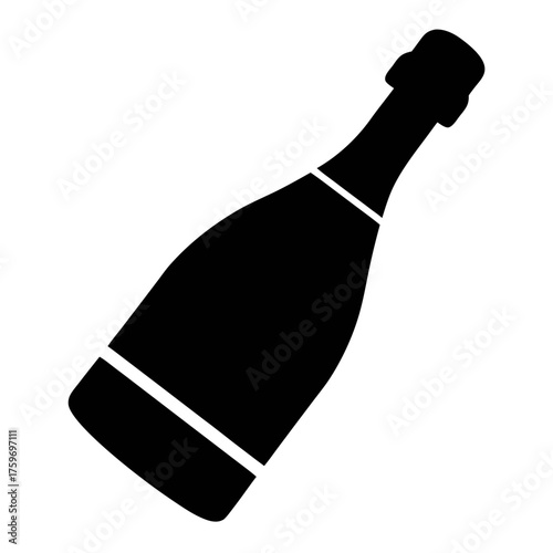 Black silhouette of a champagne bottle vector illustration for celebration and party designs