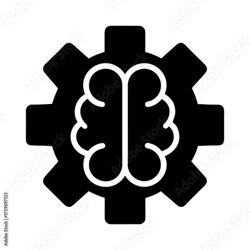 Ai brain gear machine learning artificial intelligence innovation technology concept icon vector