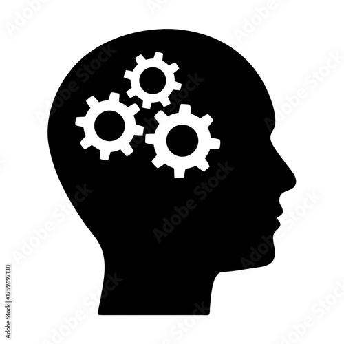Human mind thinking process concept with gears and cogwheels representing intelligence and ideas