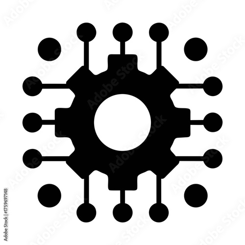 Digital technology gear icon for automation process and artificial intelligence concept design element