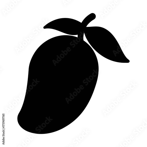 Isolated mango fruit vector illustration, tropical fruit icon, mango silhouette, healthy food art