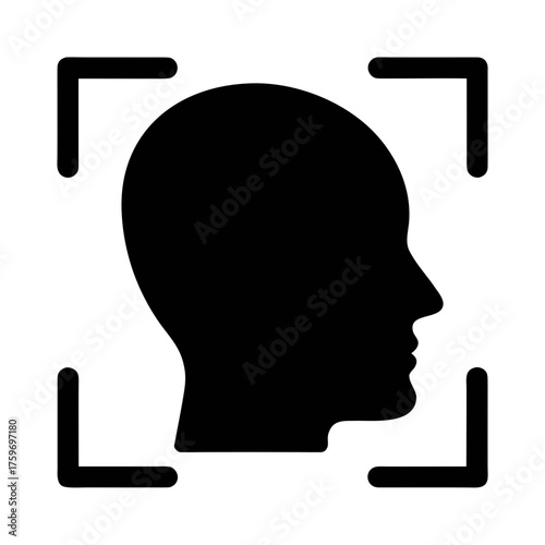 Face recognition technology ai biometric identification security scan profile head icon vector
