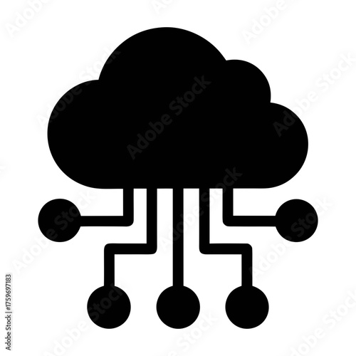 Cloud computing network technology internet data storage system ai machine learning icon vector