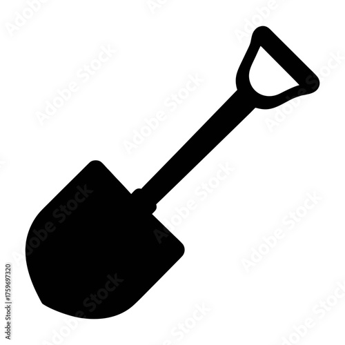 Isolated black shovel vector icon illustration for gardening digging and construction work tool