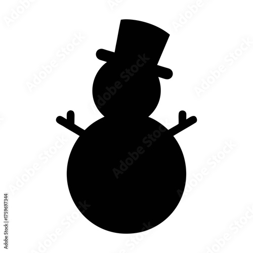 Silhouette of a snowman with top hat vector illustration for christmas winter holiday season art