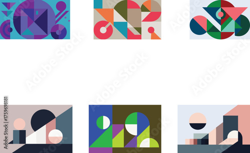 A minimalist and colorful abstract geometric pattern or background vector illustration, Trendy vector art