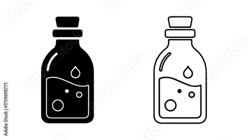 Potion bottles with cork stoppers with transparent background