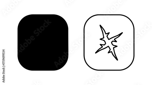 Black square and explosion symbol with transparent background