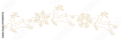 gold line art style two reindeer and big snowflake for Christmas decoration 2.eps