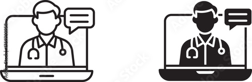 Telemedicine icon set, vector illustration .