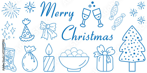Hand drawn decorative christmas trees and holiday elements collection for festive design vector illustration. EPS 10