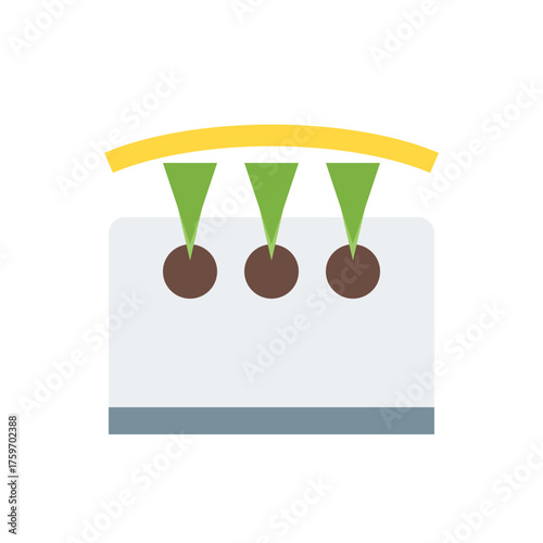Indoor Hydroponic Garden with Grow Light Flat Icon