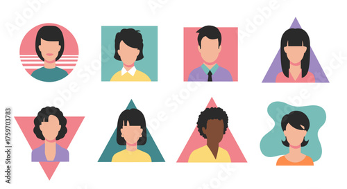 Diverse avatars represent modern professionals, ideal for profile icons and team introductions