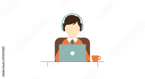 Dedicated customer support agent assisting clients online with laptop and headset support