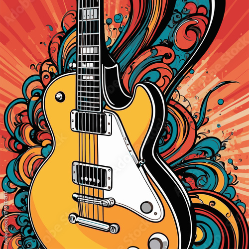 comic book style guitar vector image