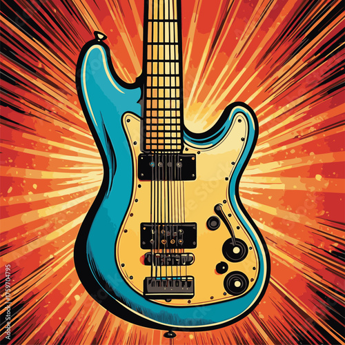 comic book style guitar vector image
