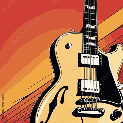 comic book style guitar vector image