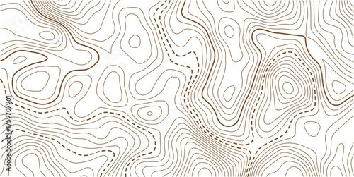 Topographic gold luxury map background. Geographic abstract pattern. The topo contour or wallpaper. Mountain trail terrain or path.Topographic background and texture, monochrome image. 3D waves