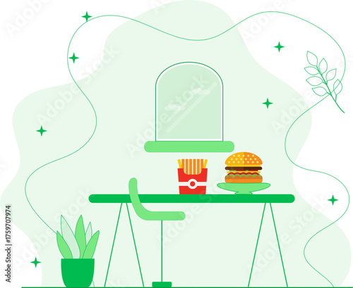 fast food served on the table