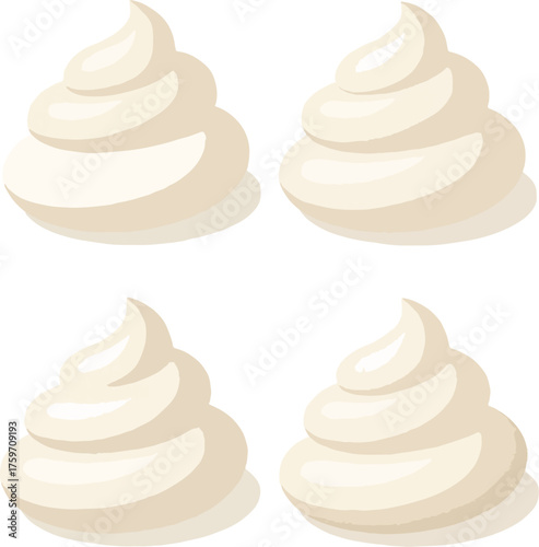 Canvas Print Four Swirls of Whipped Cream frosting topping