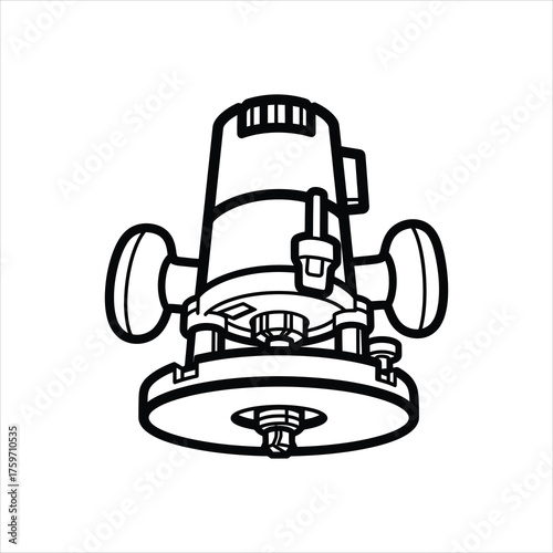 Electric Wood Router Power Tool Equipment Outline Design Vector Illustration

