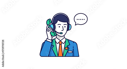 customer service representative with headset answering a call illustrating support and assistance for business solutions and technical support.