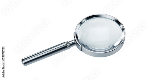 Magnifying glass isolated on transparent background used for search and inspection