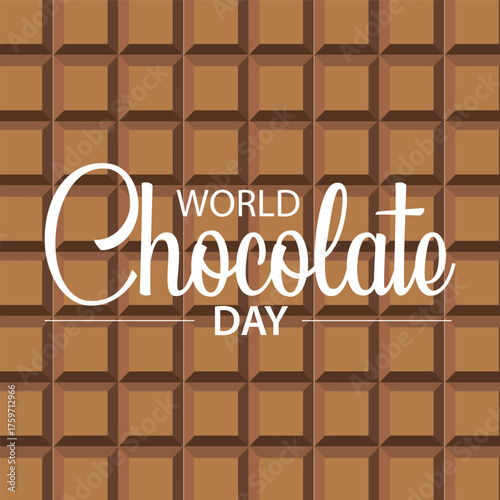 World chocolate day vector graphics with chocolate bar. Vector illustration of chocolate background. 