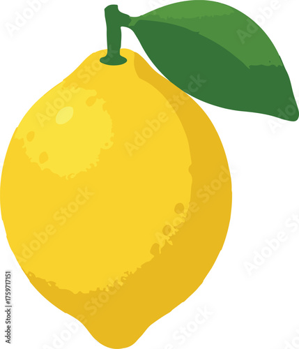 Yellow lemon with green leaf on white background fruit