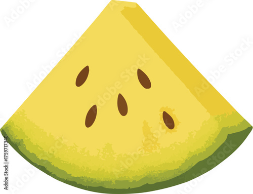 Yellow watermelon slice with brown seeds fruit food