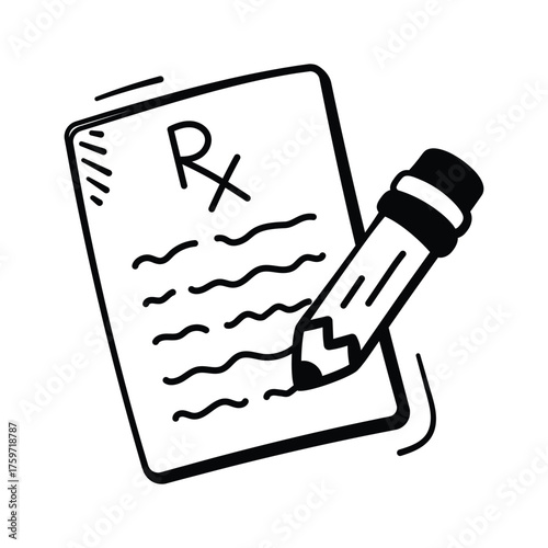 Take your hands on this amazing hand drawn icon of doctor prescription
