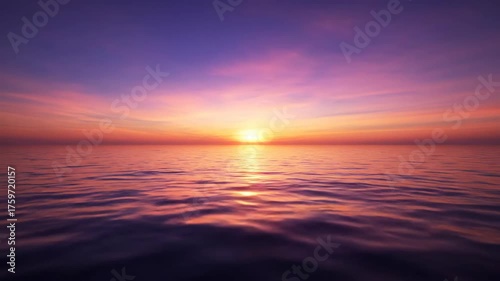 Serene Sunset Over Calm Ocean Waters with Vibrant Sky Colors