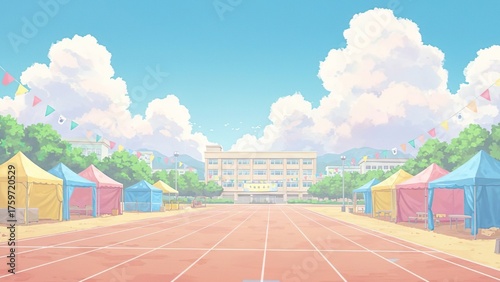 Sports Day Illustration under Warm Sunshine