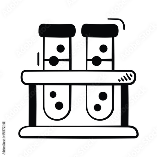 Medical test tubes showing chemical and biological laboratory research, hand drawn vector design