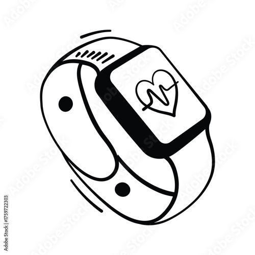 Grab this amazing hand drawn icon of fitness tracker, ready for premium use