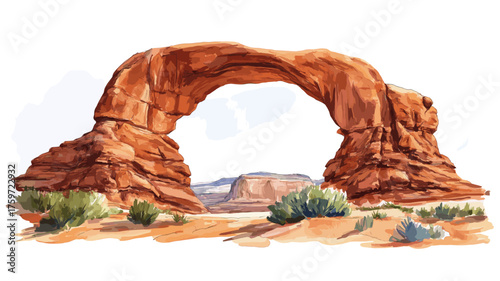 Arches National Park. Arches National Park hand drawn watercolor illustration