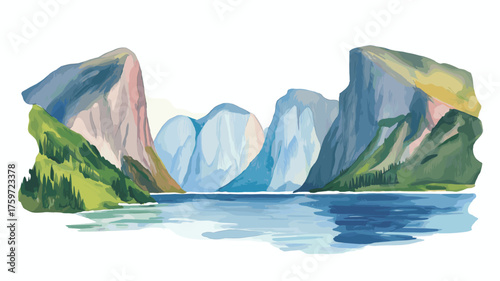 Gros Morne National Park. Gros Morne National Park hand drawn watercolor illustration