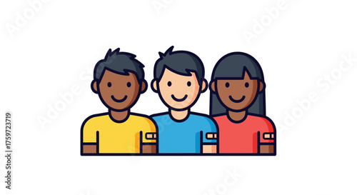 Diverse team smiling collaborating closely united in teamwork in a modern workplace promoting inclusivity and a positive company culture.