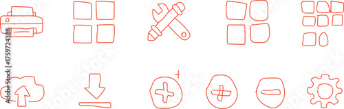Technology Icons: A set of technology-themed icons, including cloud upload, settings, and other related symbols.