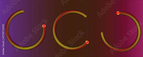 Abstract Necklace Illustration: A collection of stylized, minimalist necklace design, featuring a smooth, circular form with a single, focal bead, set against a rich gradient background.