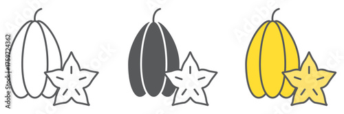 Carambola icon, vitamin and food, star fruit sign, vector graphics, a linear pattern on a white background. editable stroke