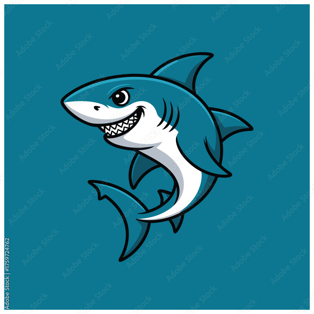 Fototapeta premium Cartoon shark vector illustration