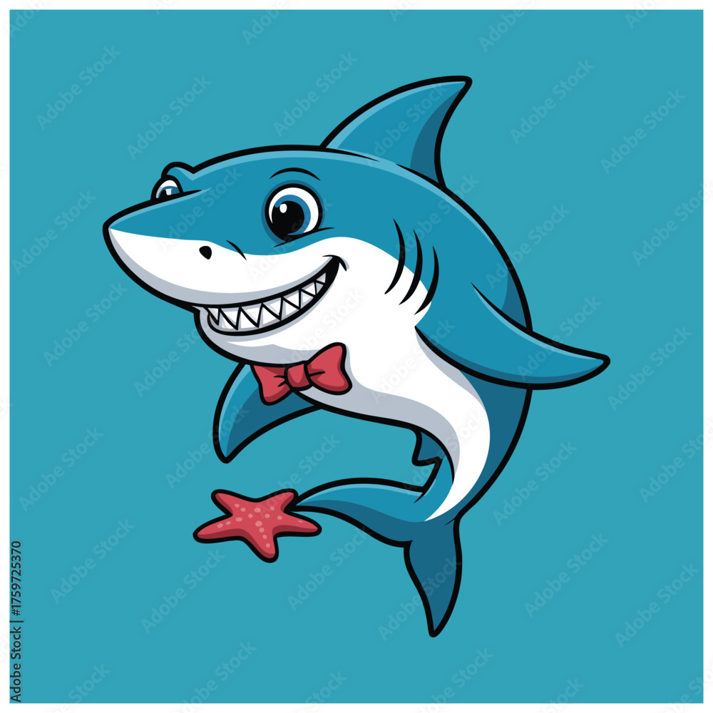 Fototapeta premium Cartoon shark vector illustration