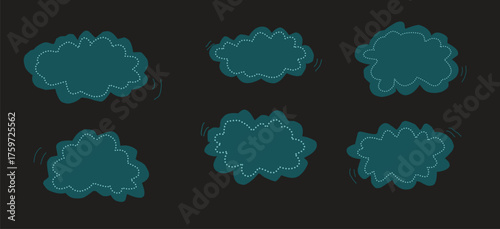 set of cute blue bubble clouds.eps