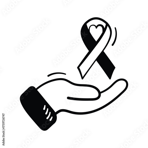 HIV awareness ribbon promoting medical education, prevention, and support for global health.