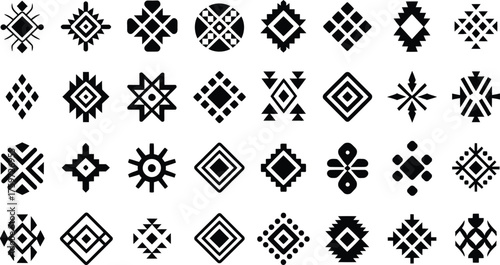 Tribal Geometric Symbols Set Vector Design